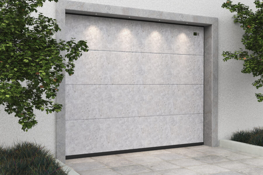 Bedrucktes Garagentor mit heller Beton Optik